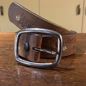 Vintage La Bella Leather Belt - Made in Canada  - Embroidered and etched